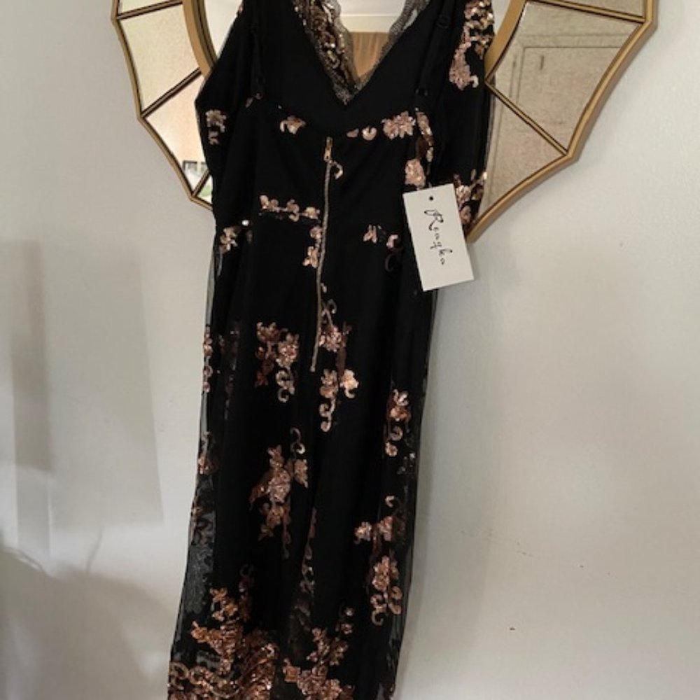 Reaqka V-Neck Backless Gold Sequin Dress Brand New - Picture 4 of 7